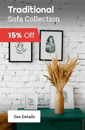 publicidad de 15% de descuento cuadros en la pared y florero sobre mesa verde