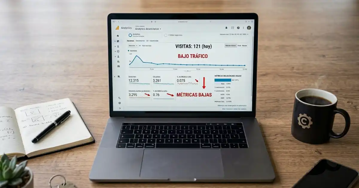 revisando página web en una laptop para encontrar por qué no genera clientes